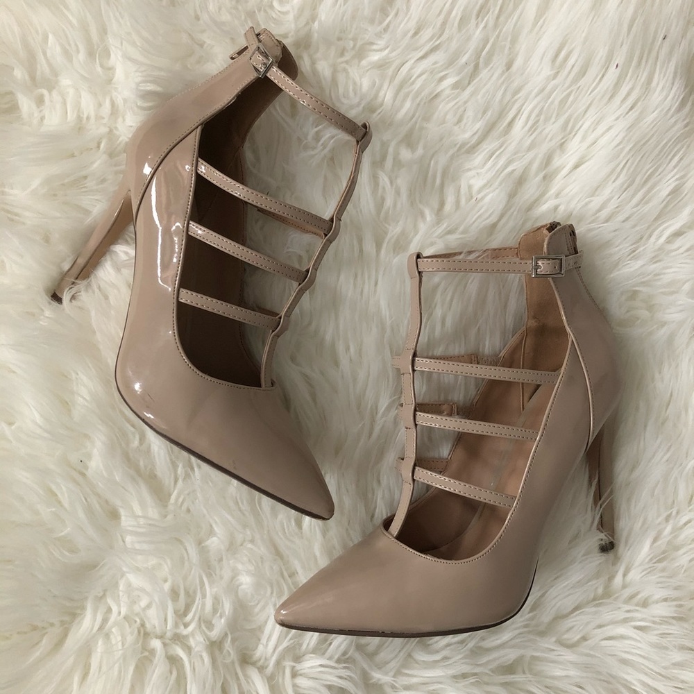 Call It Spring Nude Caged Heel Pumps Size 7.5